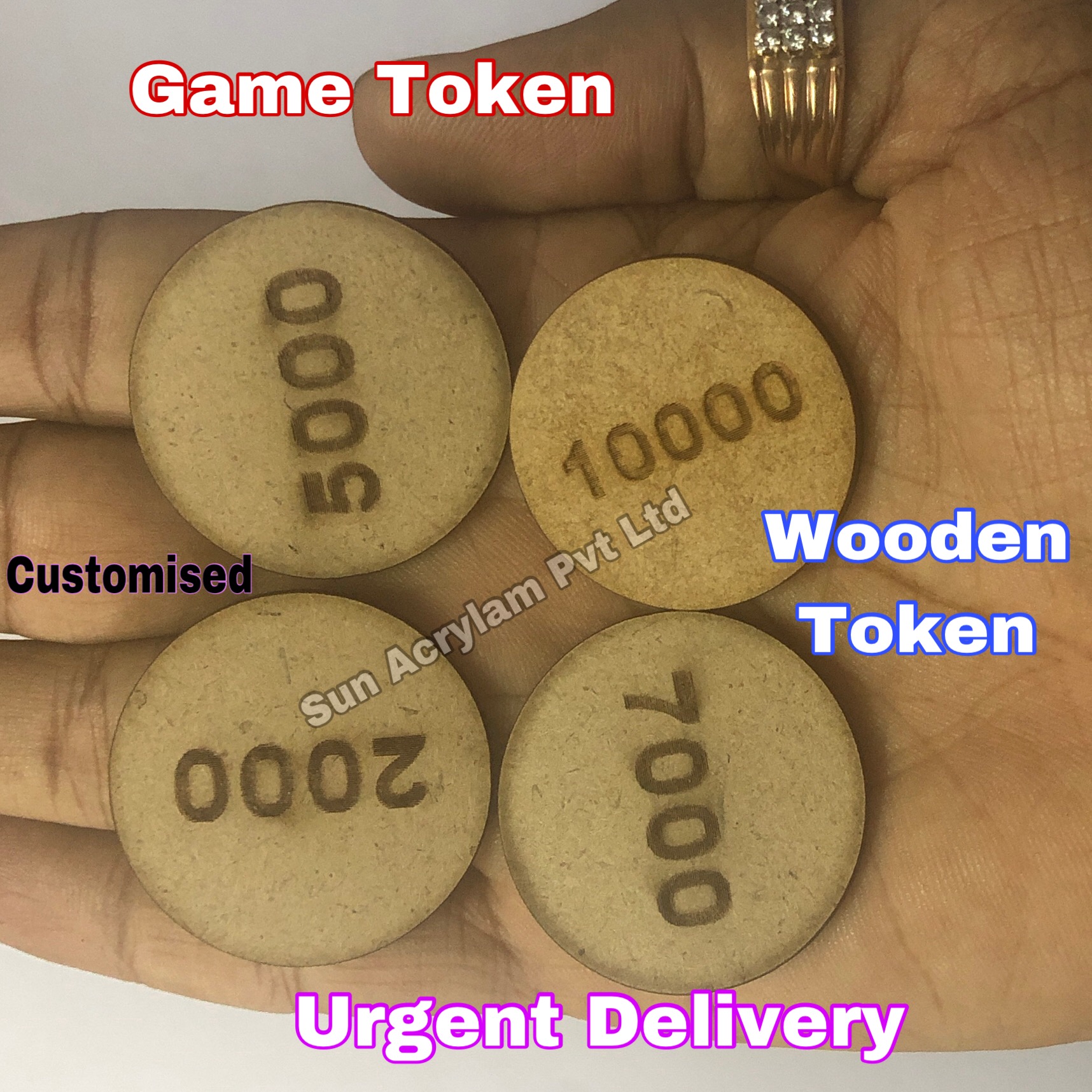 Wooden Numerical Tokens